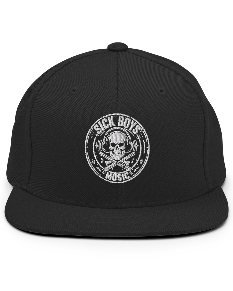 Sick Boys Music snapback with embroidered skull logo