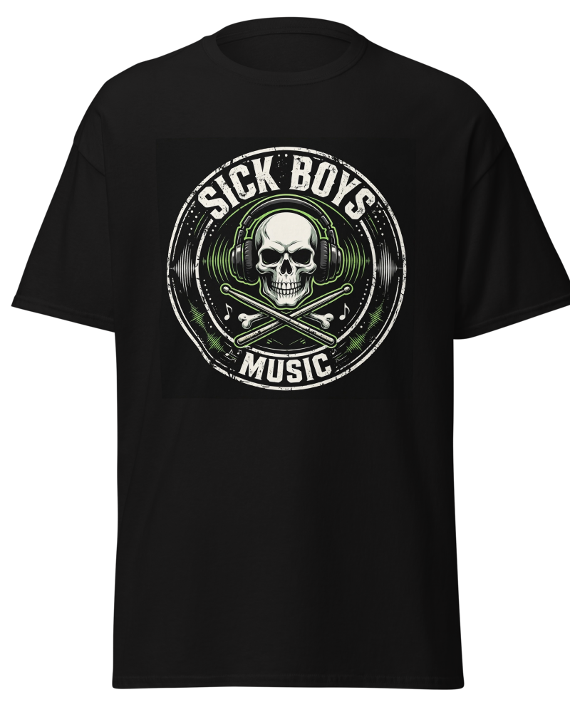 Sick Boys Music tee with skull logo